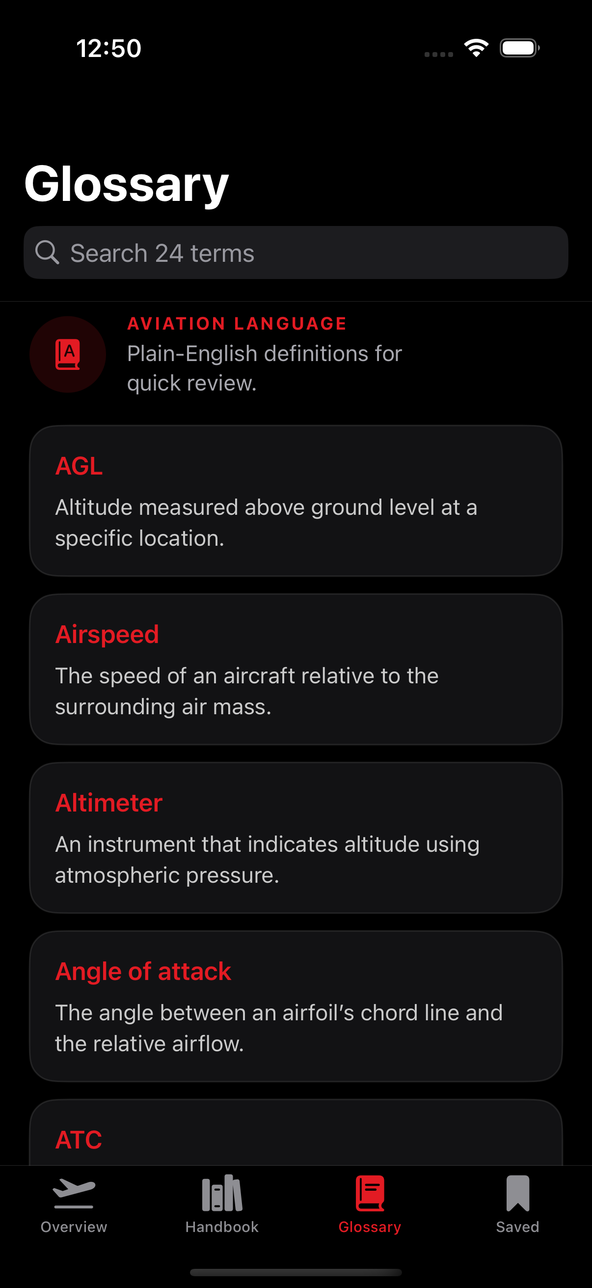Aviator 2026 aviation glossary